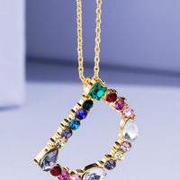 Multi Colored Rhinestone Letter Necklace