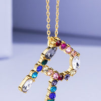 Multi Colored Rhinestone Letter Necklace