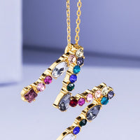 Multi Colored Rhinestone Letter Necklace