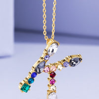 Multi Colored Rhinestone Letter Necklace