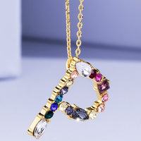 Multi Colored Rhinestone Letter Necklace
