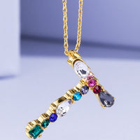 Multi Colored Rhinestone Letter Necklace