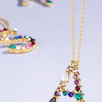 Multi Colored Rhinestone Letter Necklace
