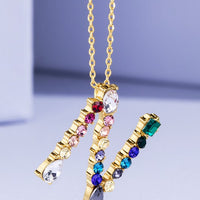 Multi Colored Rhinestone Letter Necklace