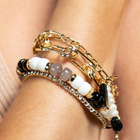 Layered Charms and Metal Link Bracelet