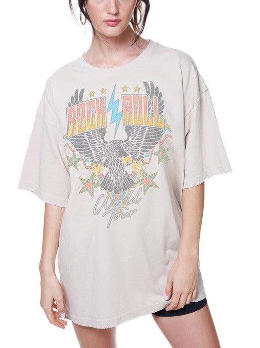 Rock and Roll Oversize Vintage Graphic Tee