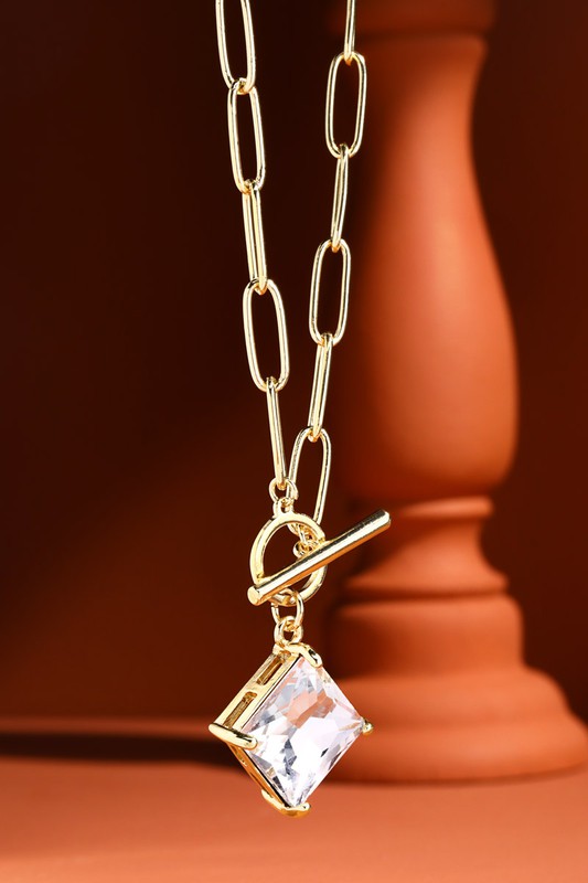 Link Chain Crystal Necklace