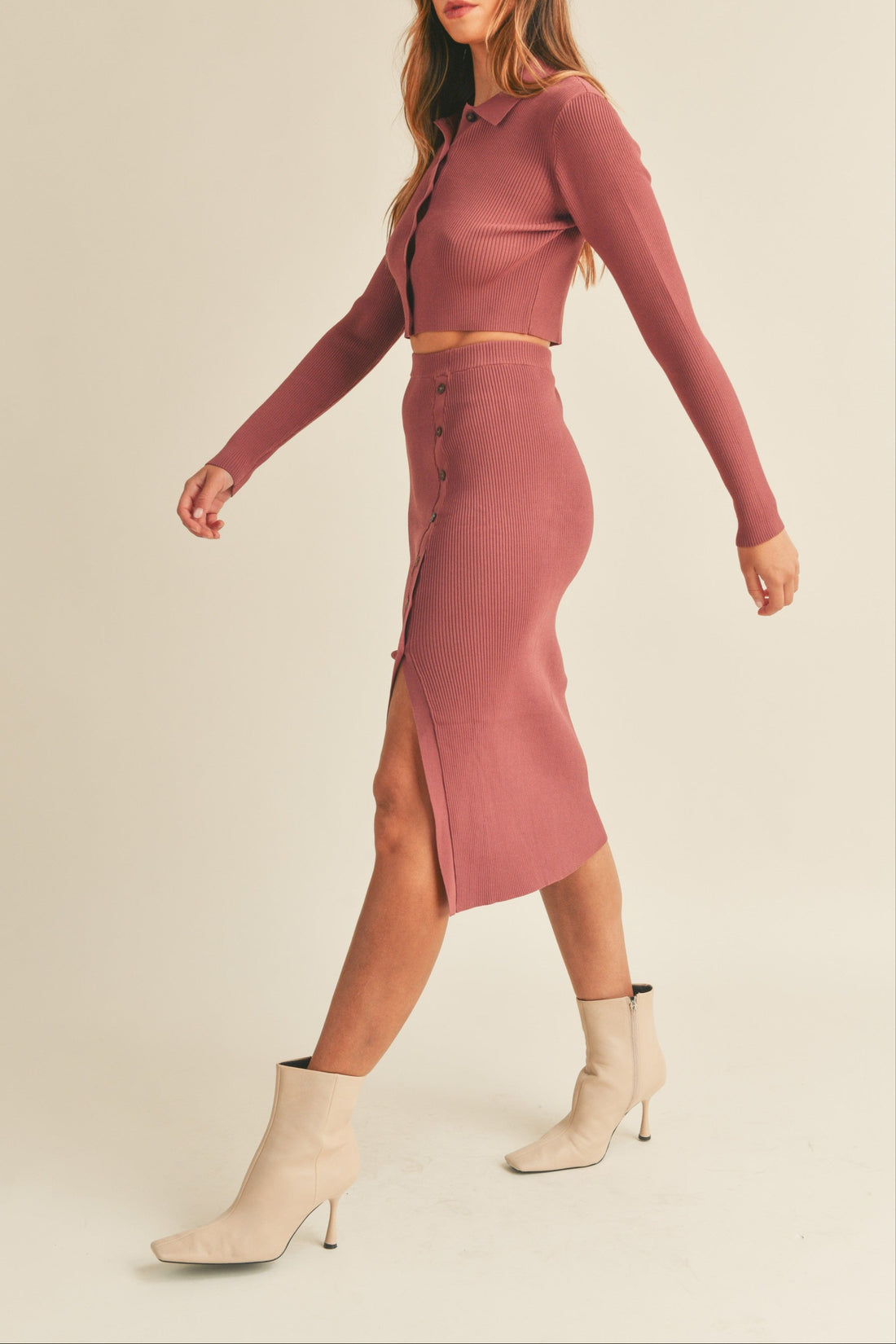 Knit Top and Midi Skirt Set