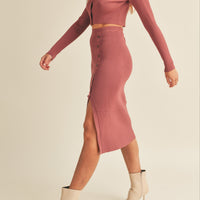 Knit Top and Midi Skirt Set
