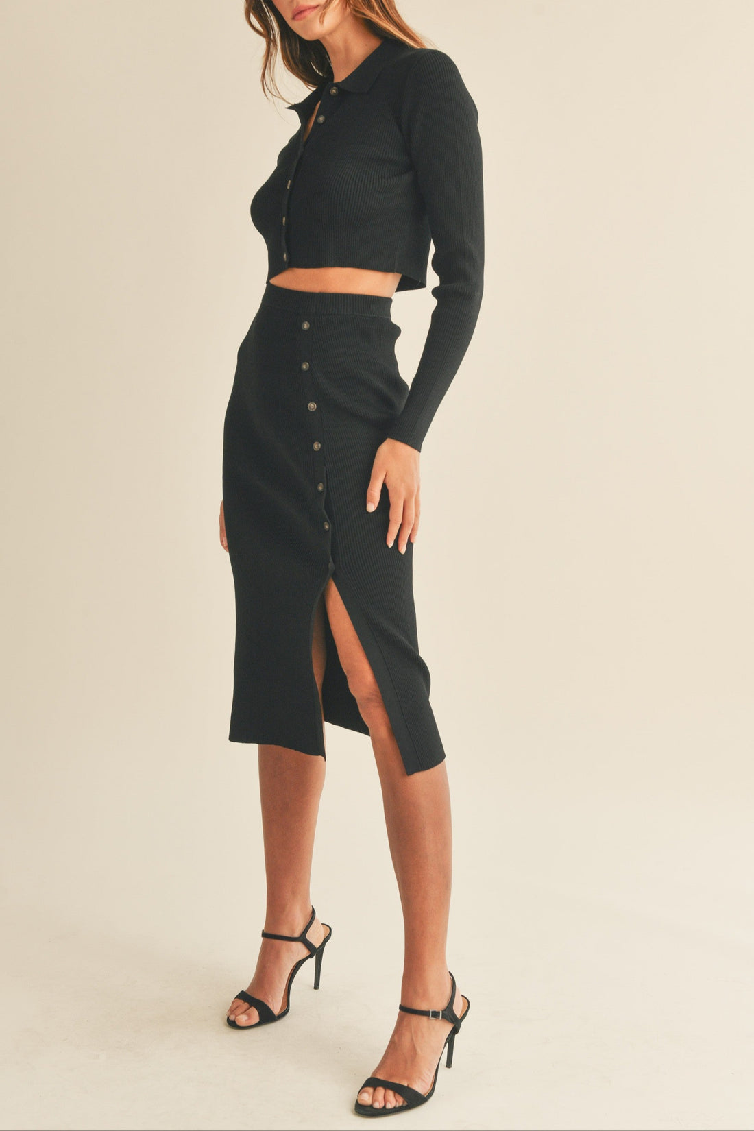 Knit Top and Midi Skirt Set