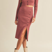 Knit Top and Midi Skirt Set
