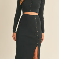 Knit Top and Midi Skirt Set