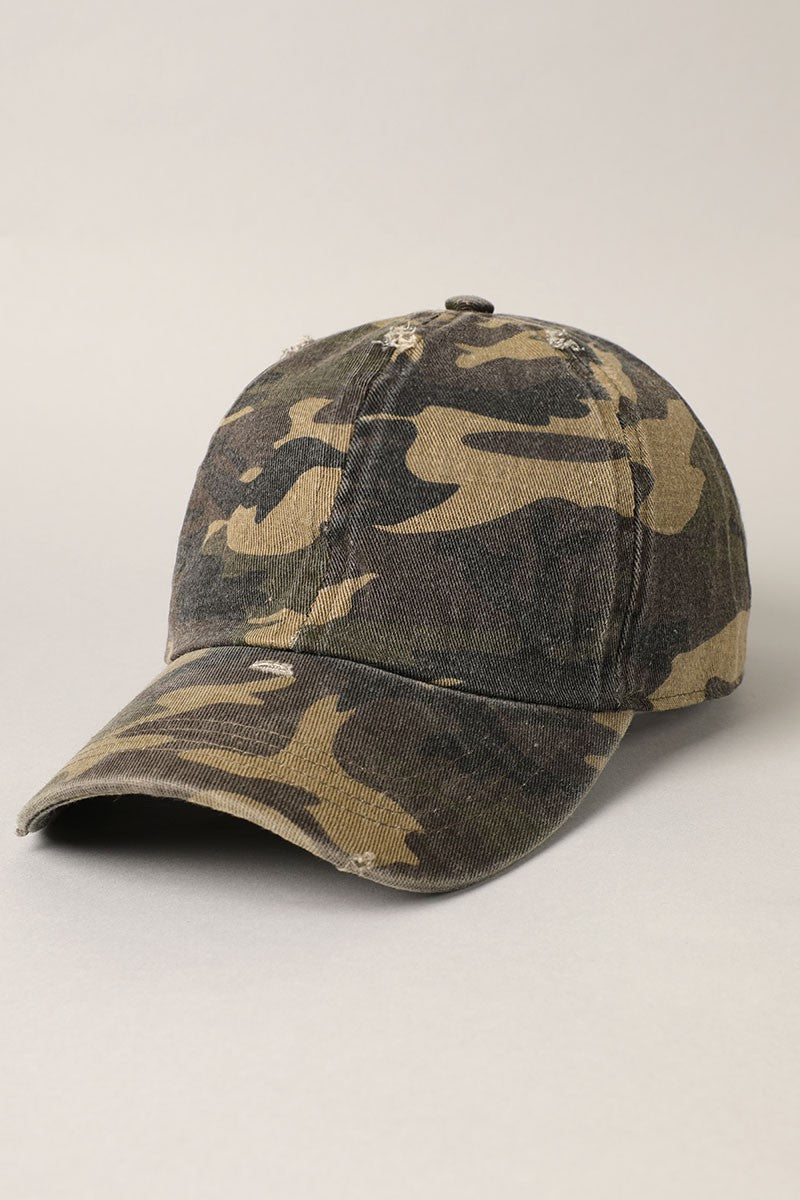 Distressed Camouflage Baseball Cap