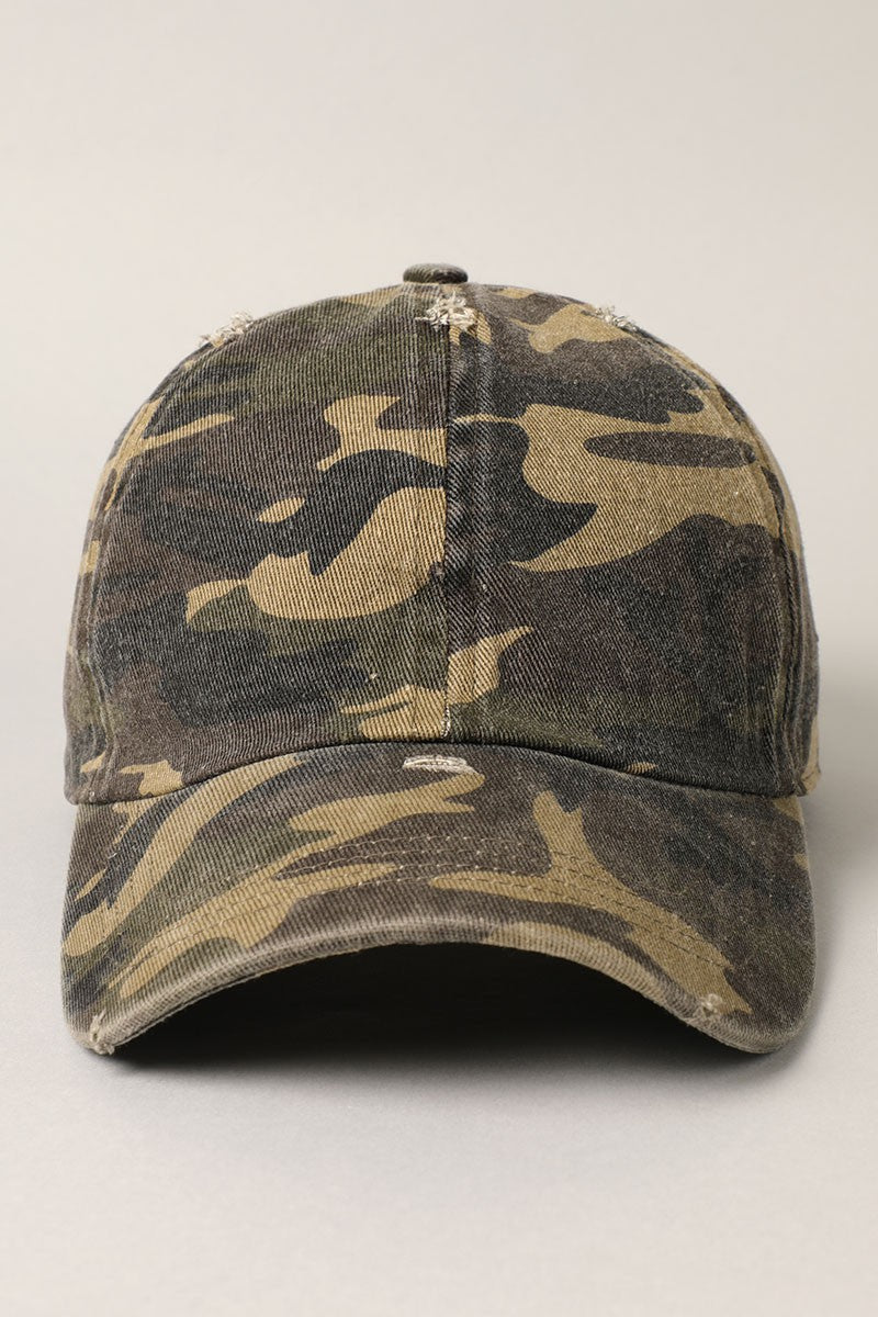 Distressed Camouflage Baseball Cap