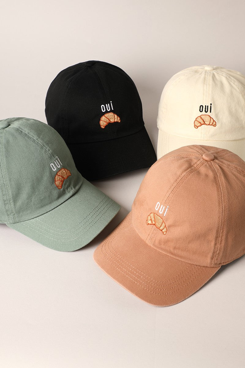 Oui Croissant Baseball Cap