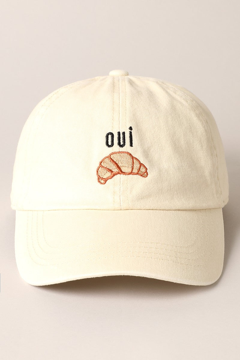 Oui Croissant Baseball Cap
