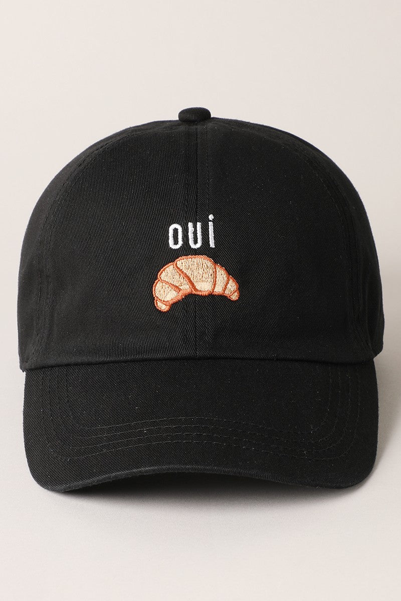 Oui Croissant Baseball Cap