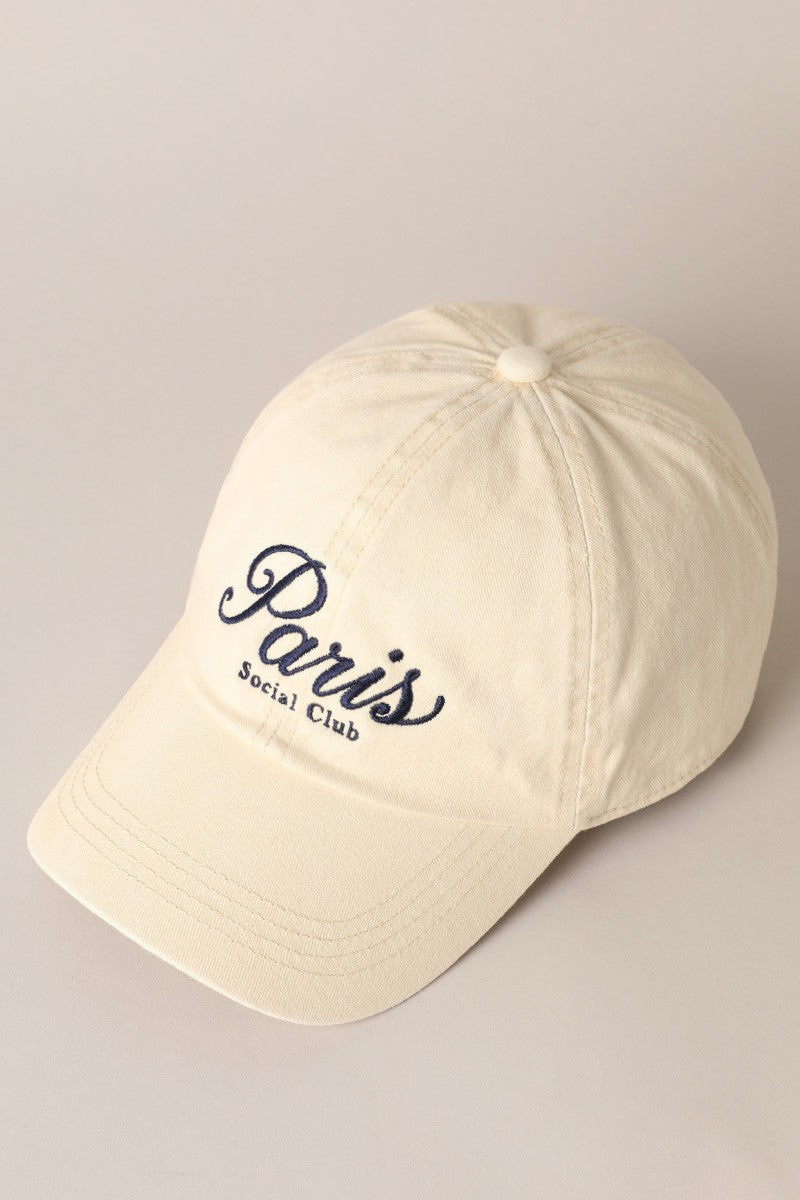 Paris Social Club Embroidered Cap