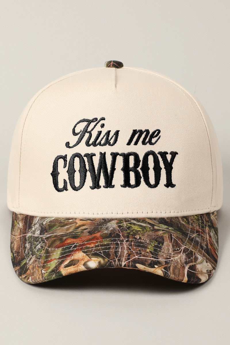 Kiss Me Cowboy Camo Trucker Hat