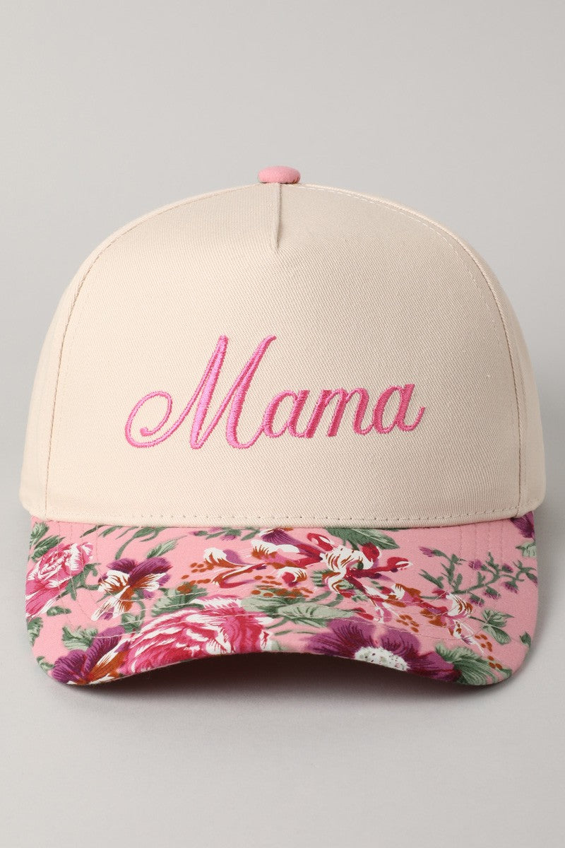 Mama Embroidery Floral Two-Tone Trucker Hat