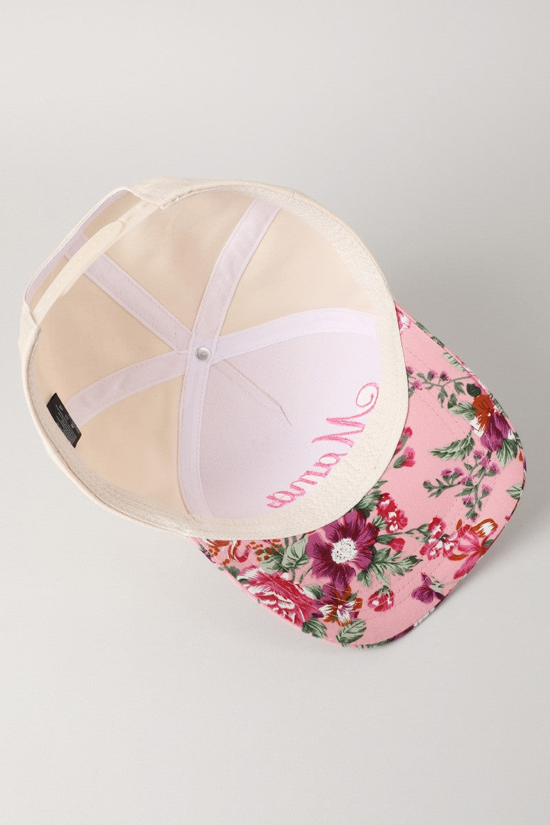 Mama Embroidery Floral Two-Tone Trucker Hat