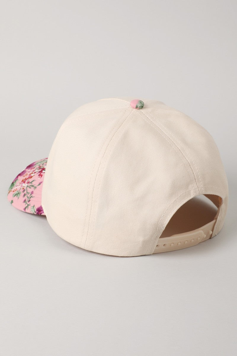 Mama Embroidery Floral Two-Tone Trucker Hat