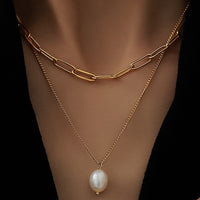 Chain & Pearl Drop Necklace Set