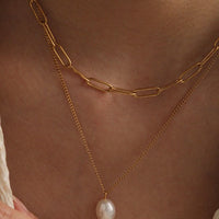Chain & Pearl Drop Necklace Set
