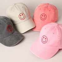 Heart Happy Face Embroidery Cap