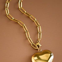 Big Heart Pendant Chain Necklace