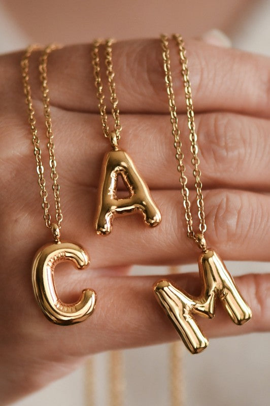 Balloon Initial Gold Necklace
