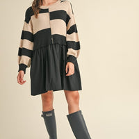 Sweater Knit Top Comfy Dress - Oversized