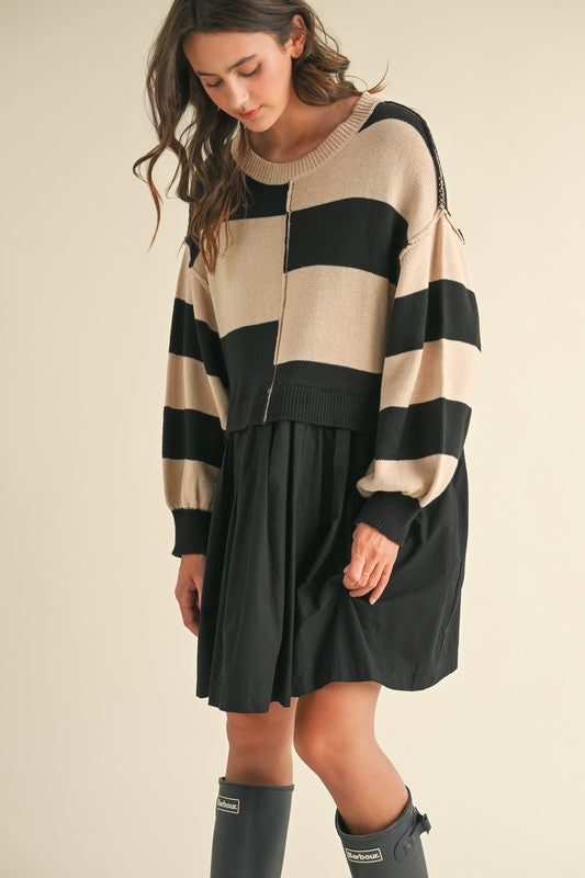 Sweater Knit Top Comfy Dress - Oversized