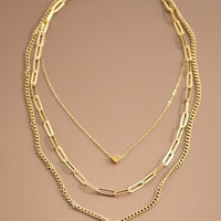 Gold Layered Lock and Heart Necklace Set