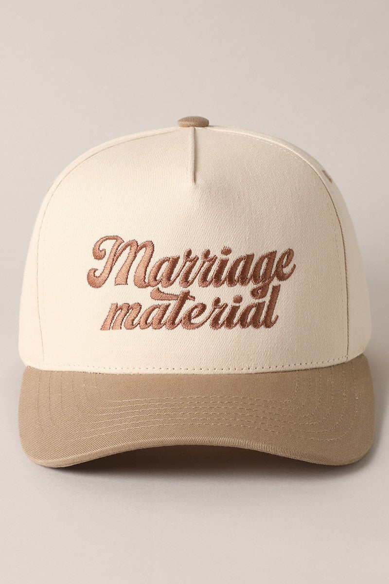 Marriage Material Embroidered Two Tone Cap