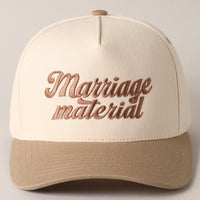 Marriage Material Embroidered Two Tone Cap