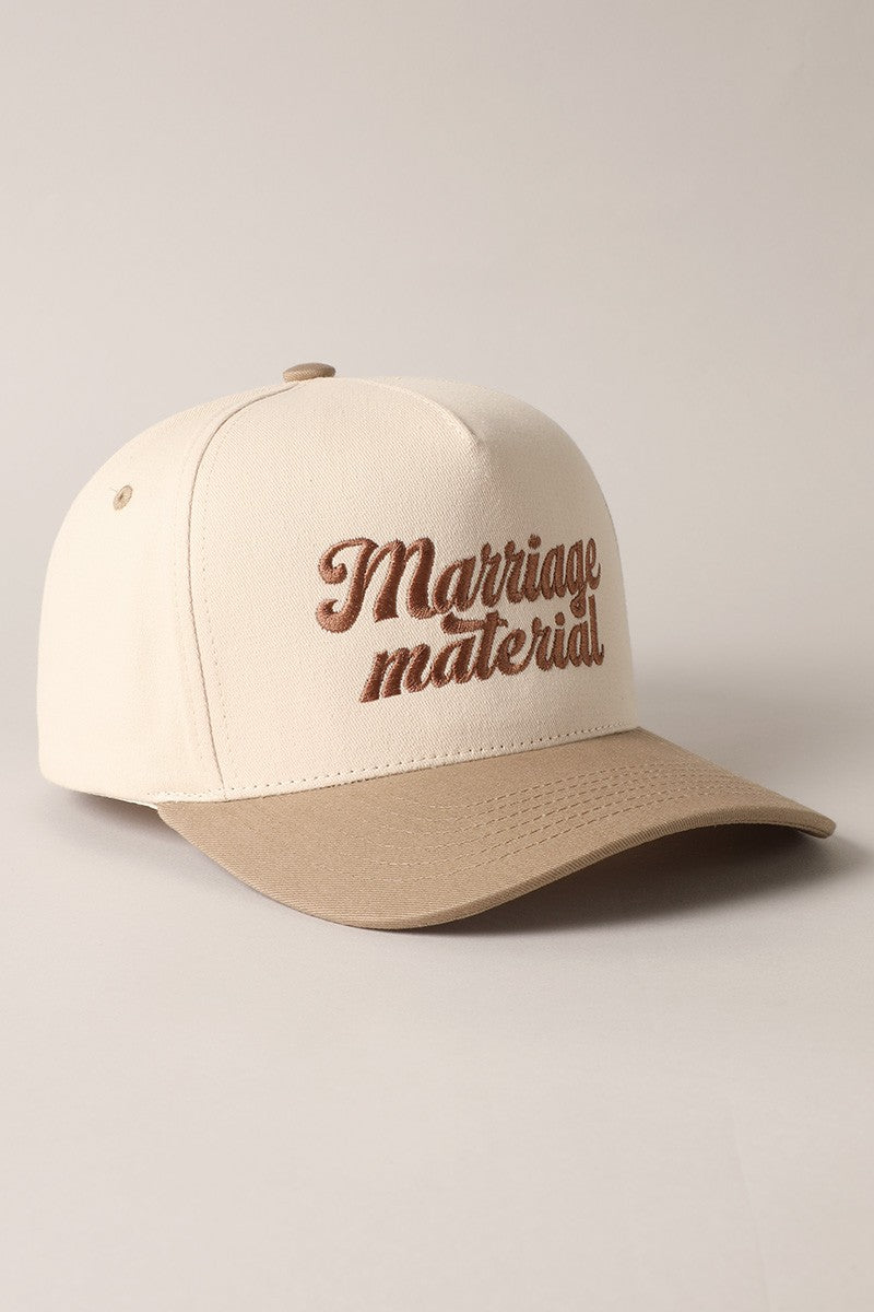 Marriage Material Embroidered Two Tone Cap