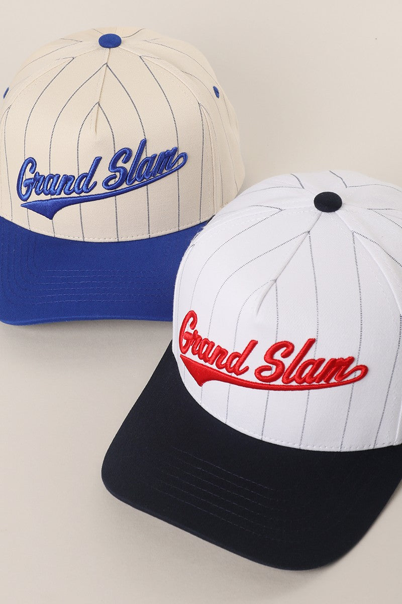 Grand Slam Pinstripe Embroidered Trucker Hat