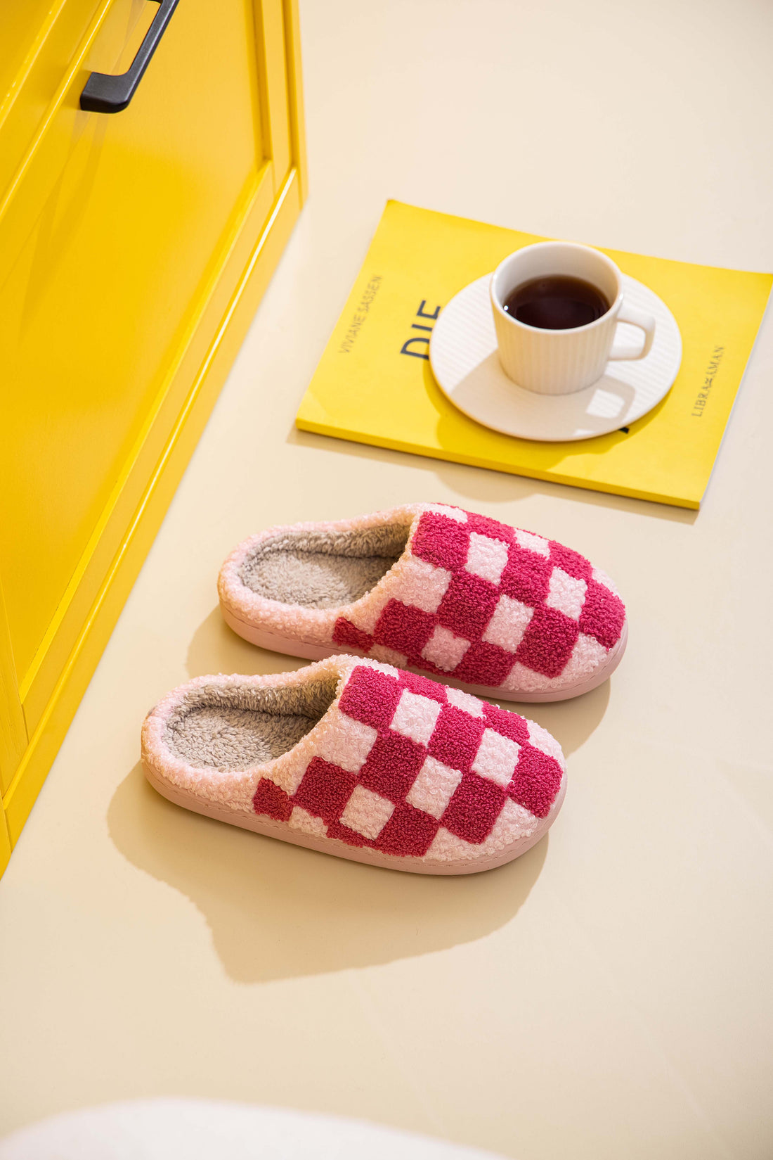 Soft Plush Checker Slipper