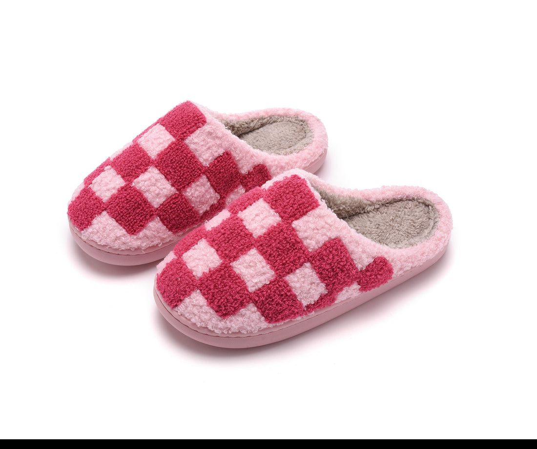 Soft Plush Checker Slipper