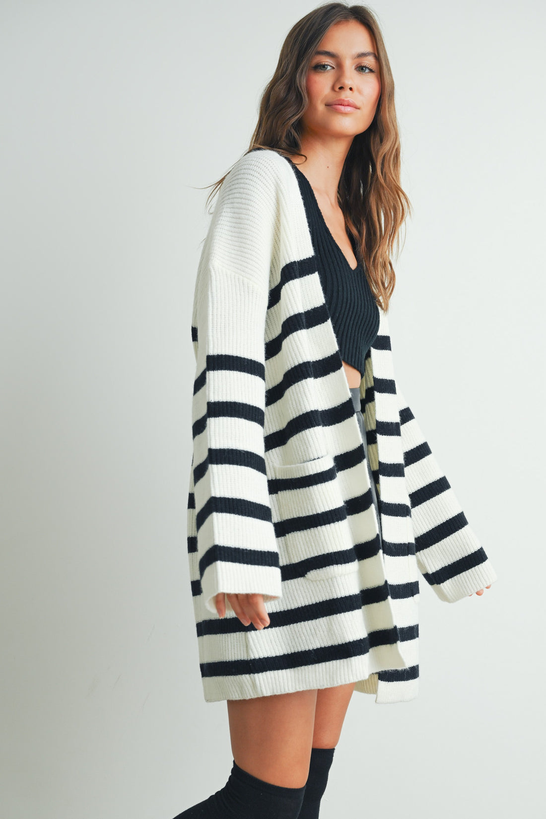 Stripe Knitted Stripe Cardigan