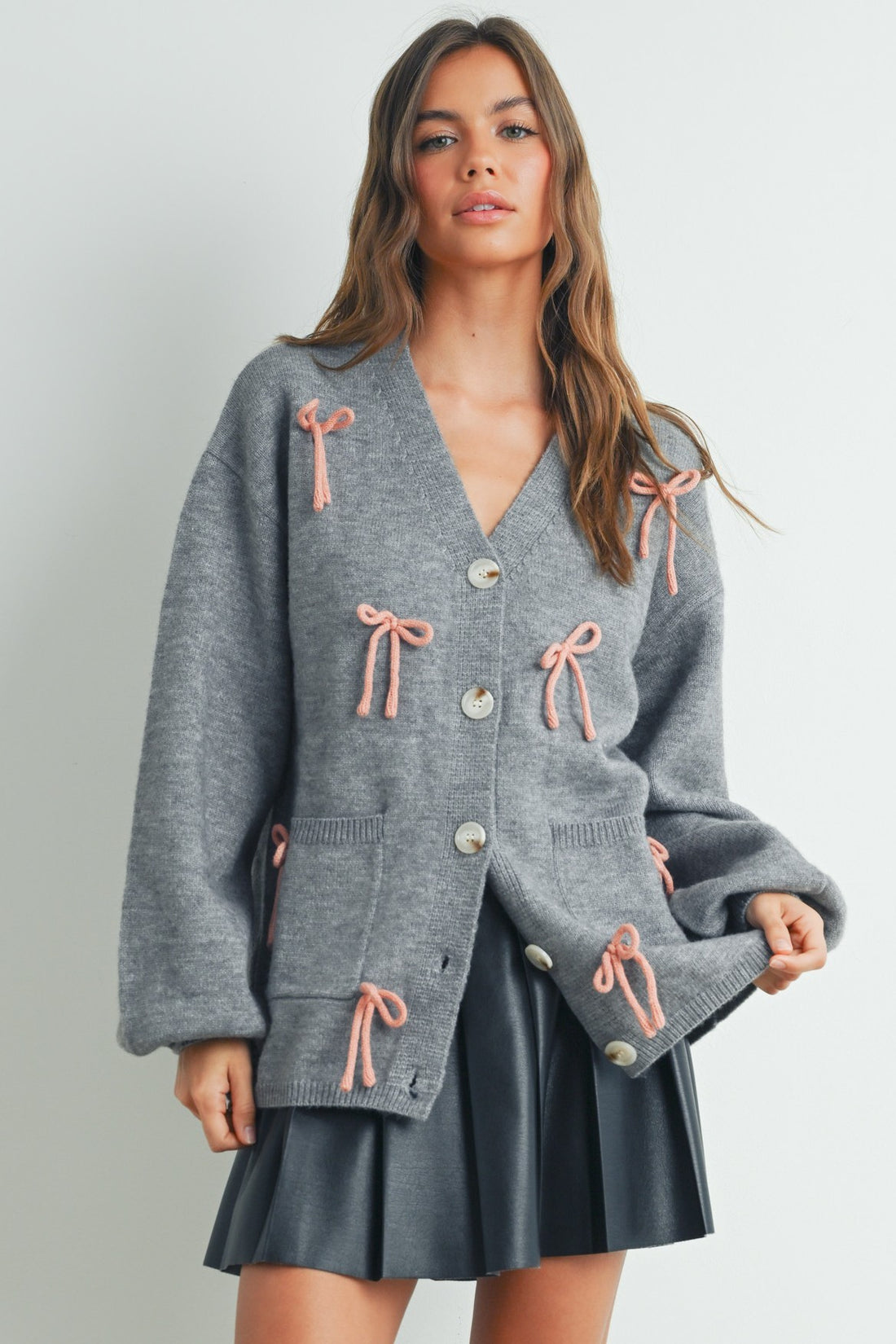 Bow Detail Button Down Cardigan