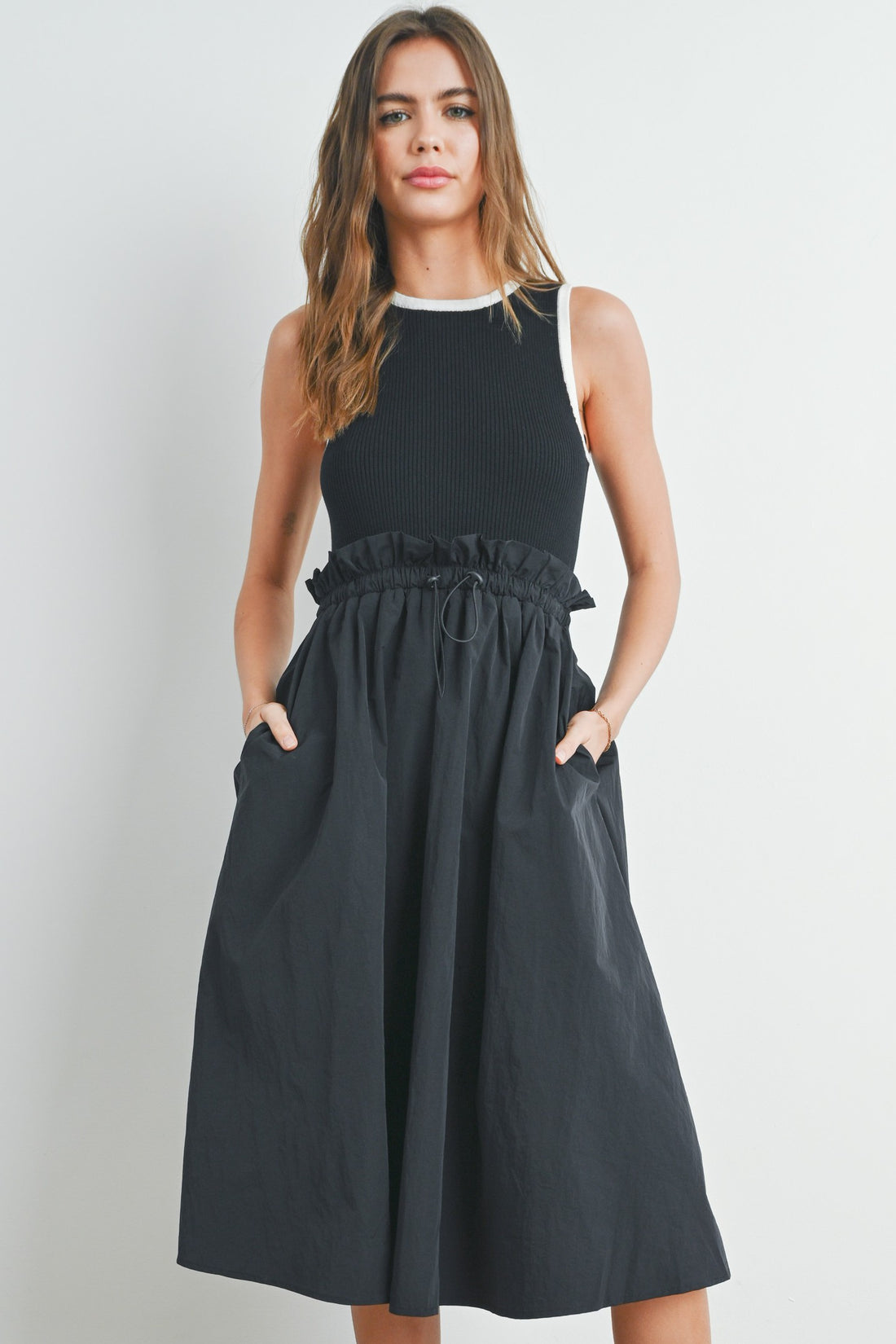 Contrast Tank Twofer Dress