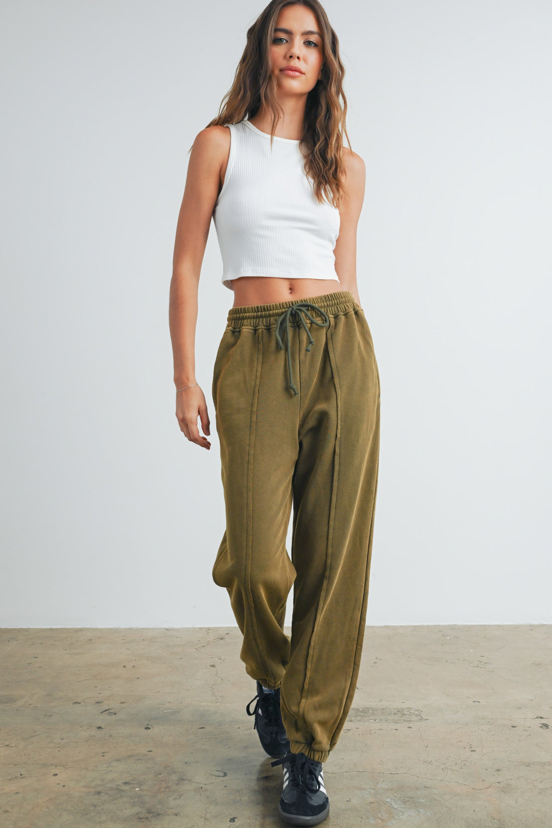 Washed Drawstring Jogger Pants