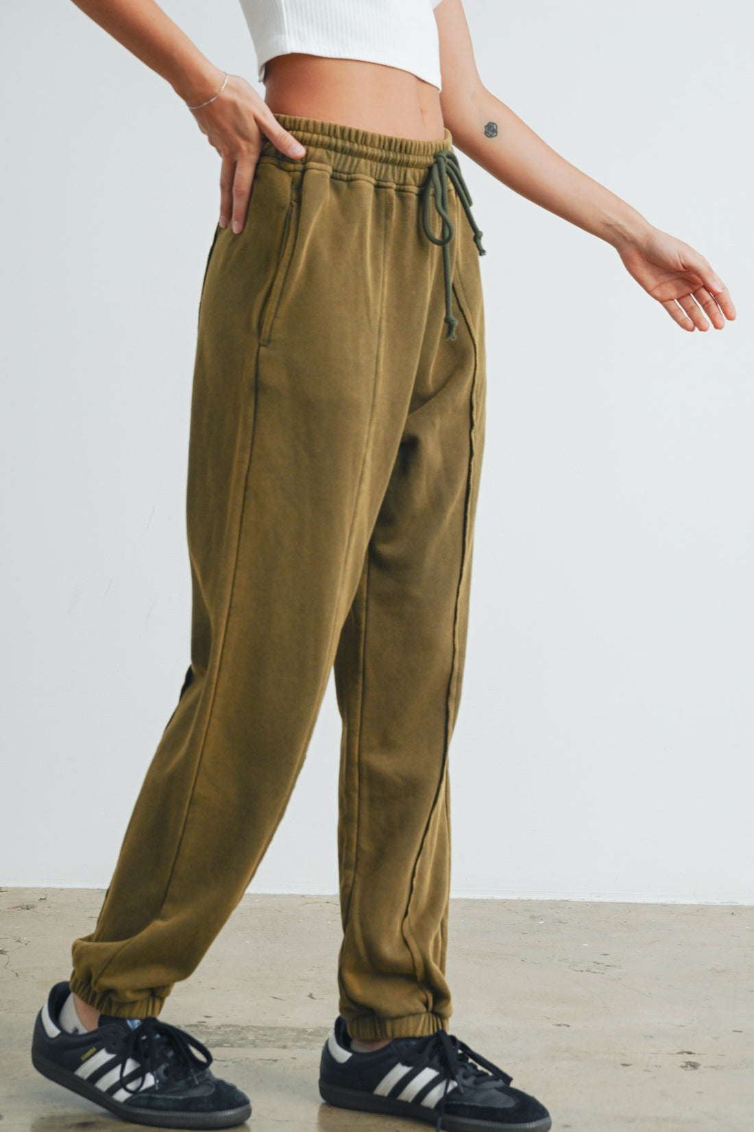 Washed Drawstring Jogger Pants