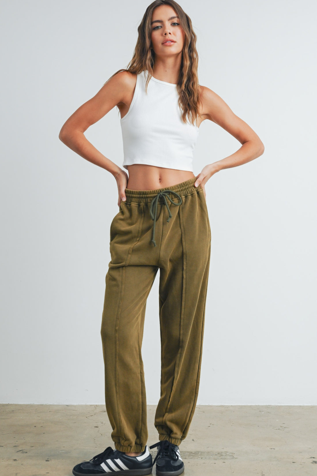 Washed Drawstring Jogger Pants