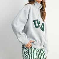 USA Chenille Patch Half-Zip Pullover Sweatshirt