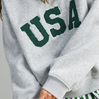 USA Chenille Patch Half-Zip Pullover Sweatshirt