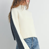 Two Tone Mock Neck Sweater