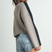 Two Tone Mock Neck Sweater